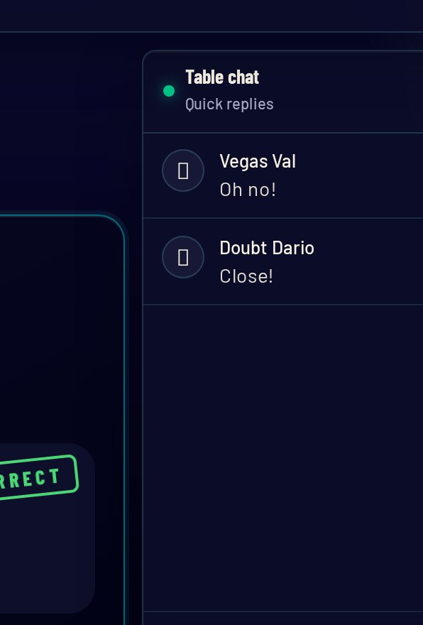Table chat with quick replies like Oh no! and Close!